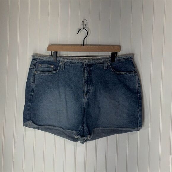Venezia Jeans High Rise Denim Shorts Size 18 | Vintage Y2K Frayed Hem Jean Short - Picture 1 of 6